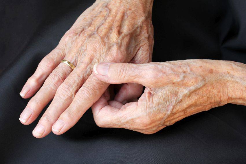 The hands of an elderly person