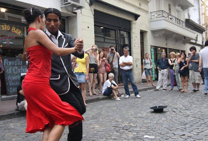 Two people dancing tango