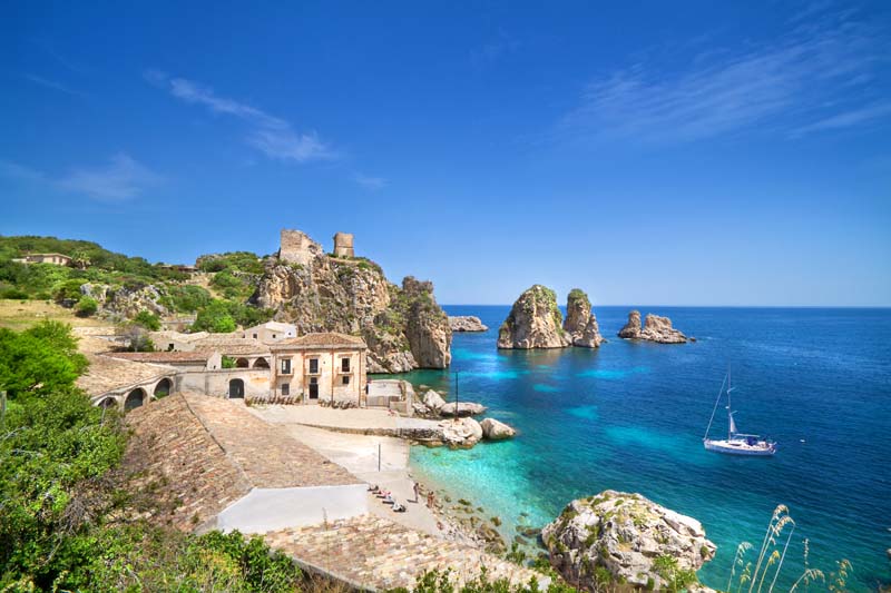 La Torre della Tonnara di Scopello overlooking the Sicilian coastline